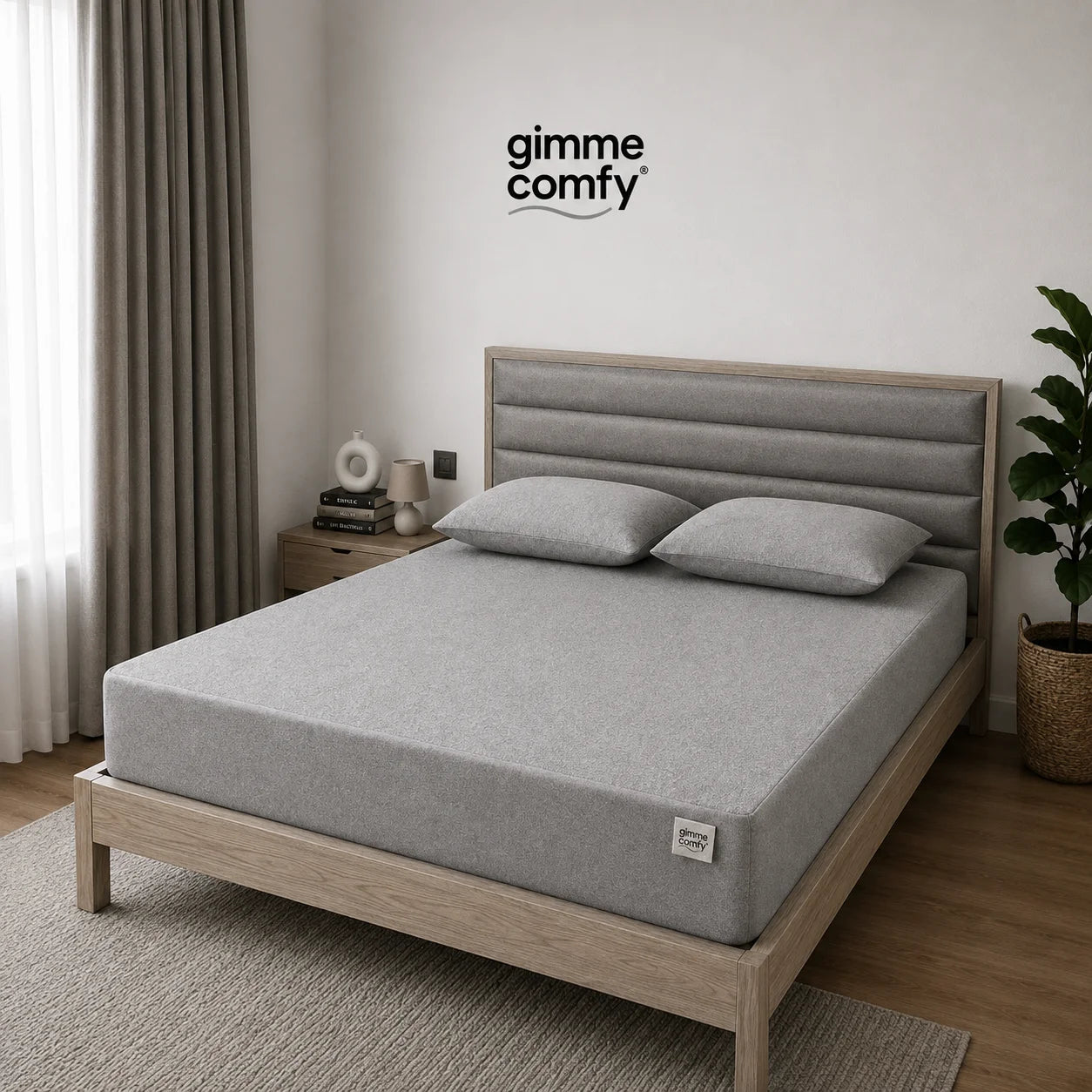 Premium Cotton Feel Terry with Elastic fitted Style Waterproof Mattress Protector (Grey)