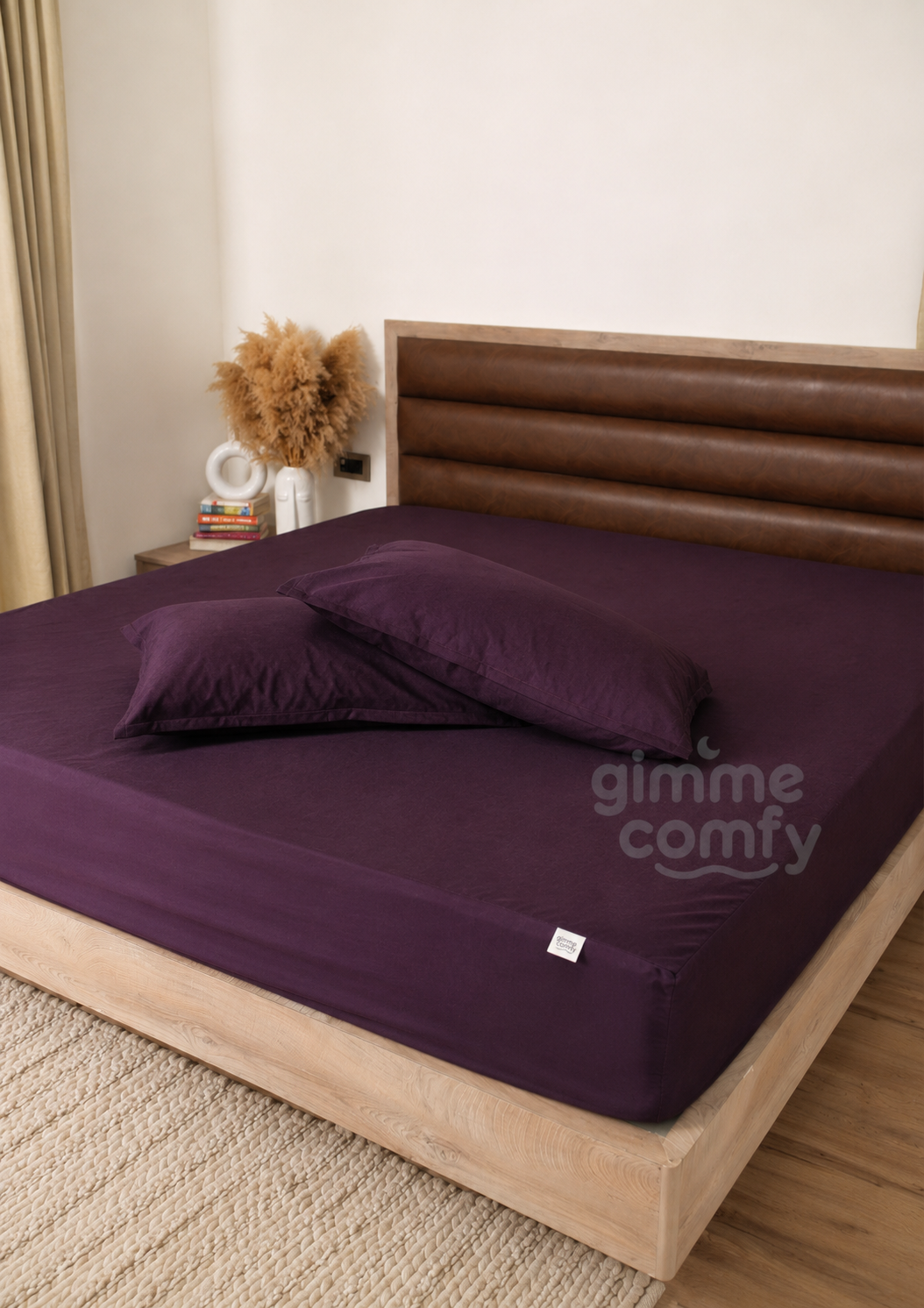 Premium Cotton Feel Terry with Elastic fitted Style Waterproof Mattress Protector (Beetroot)