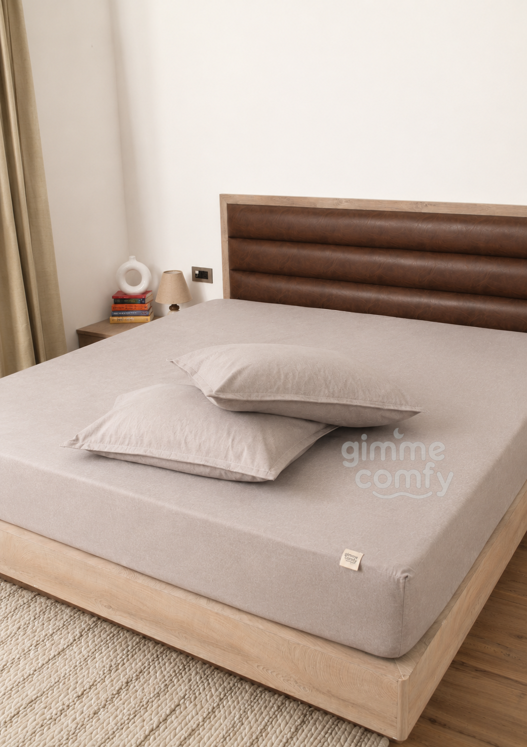 Premium Cotton Feel Terry with Elastic fitted Style Waterproof Mattress Protector (Light Grey)