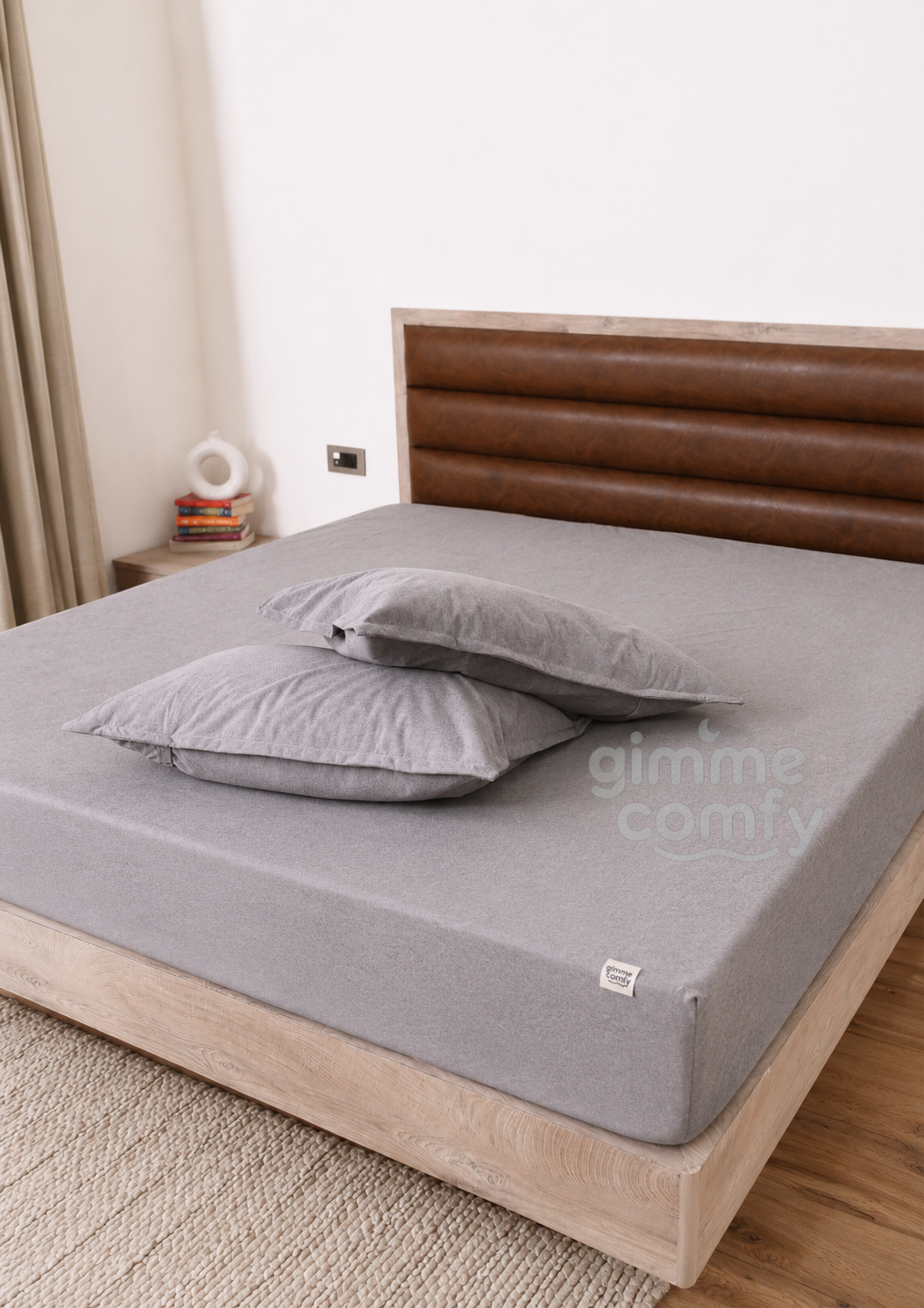 Premium Cotton Feel Terry with Elastic fitted Style Waterproof Mattress Protector (Grey)