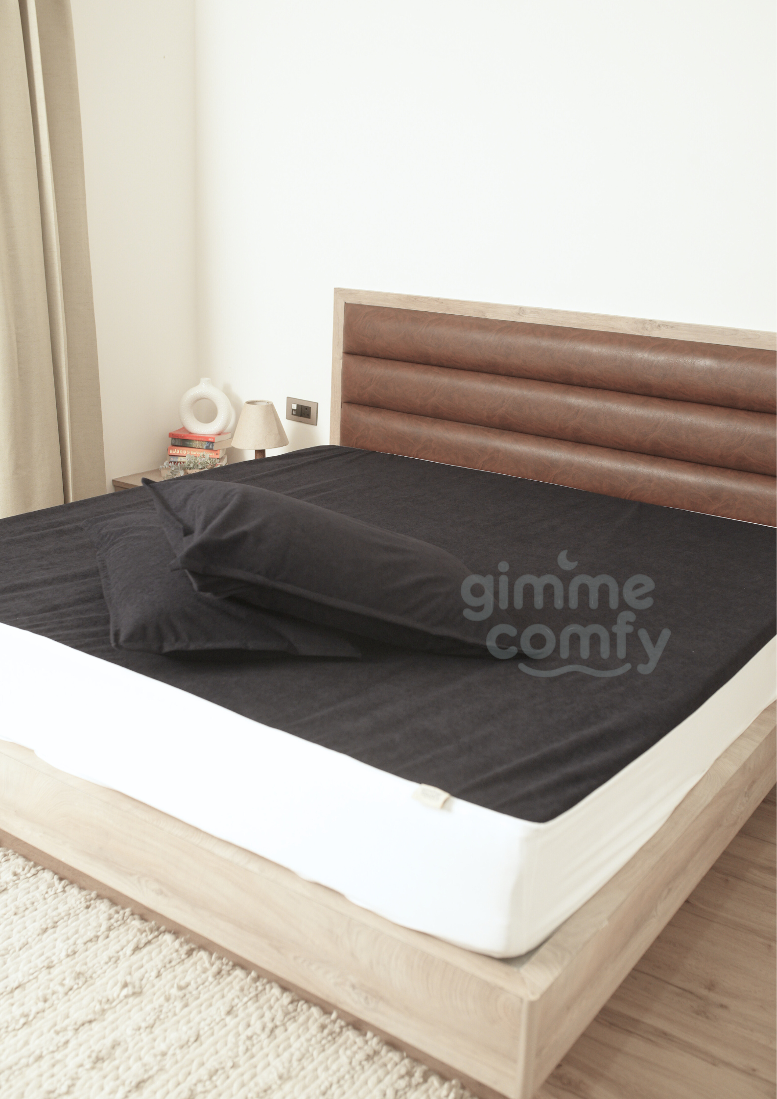 Premium Cotton Feel Terry with Elastic fitted Style Waterproof Mattress Protector (Navy Blue)