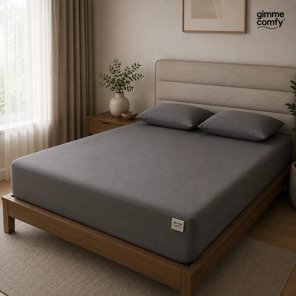 Premium Bamboo Waterproof Mattress Protector (Grey)