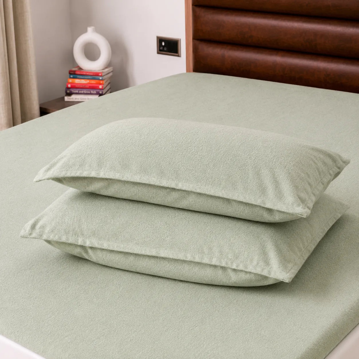 Light Green Waterproof Pillow Protector – 2 Pieces