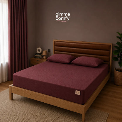 Premium Cotton Feel Terry with Elastic fitted Style Waterproof Mattress Protector (Beetroot)