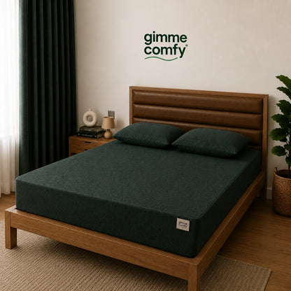 Premium Cotton Feel Terry with Elastic fitted Style Waterproof Mattress Protector (Dark Green)