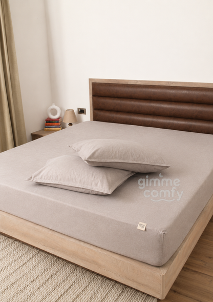 Premium Cotton Feel Terry with Elastic fitted Style Waterproof Mattress Protector (Light Grey)