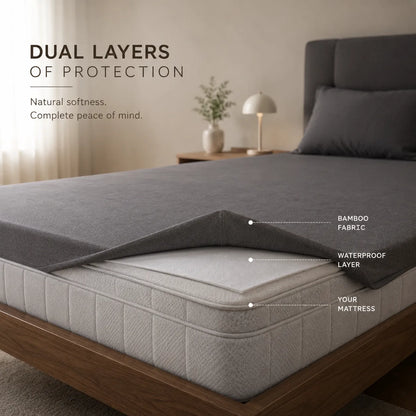 Premium Bamboo Waterproof Mattress Protector (Grey)